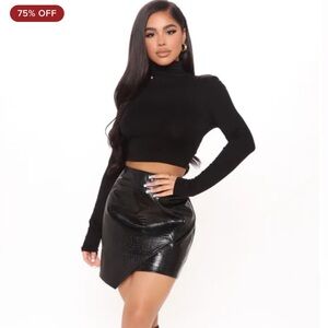 Fashion Nova Black Leather Mini Skirt